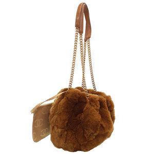 Chanel Fur Bag Black Chain Shoulder